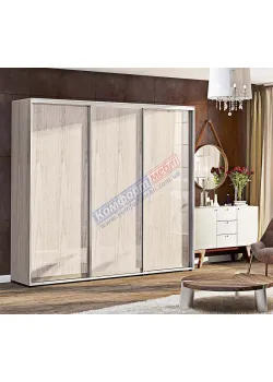 Шкаф-купе 2,5 метра Комфорт "ДСП" глянец 3х дверный дуб беленый