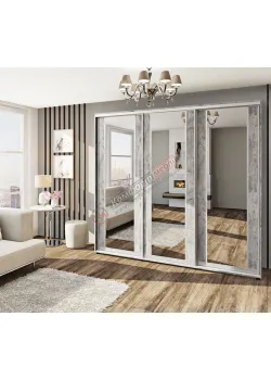 Шафа купе 2.6 м Комфорт "Модель 7" трьохдверна у кольорі бетон