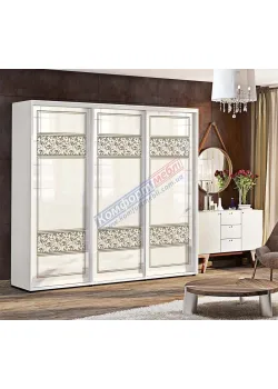 Шафа купе 240 см Комфорт "Валенсія" глянець тридверна Біла