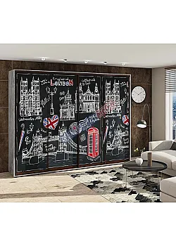 Шкаф-купе 3600 мм Комфорт "Стекло фотопечать" четырехдверный темный