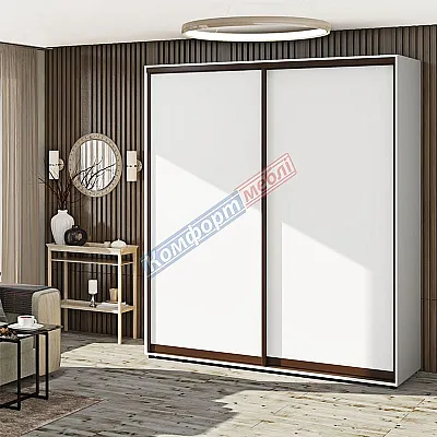 Шкаф-купе 1,4 метра Комфорт "ДСП" двухдверный цвет белый-0