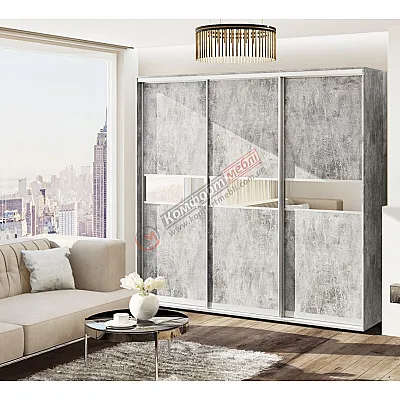 Шкаф-купе 2.5 м Комфорт "Модель 2" 3 дверный бетон-0