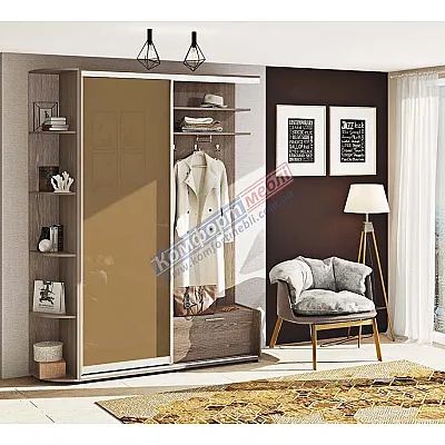 Прихожая-купе Комфорт 1,4м "ДСП" Цветное Стекло-0
