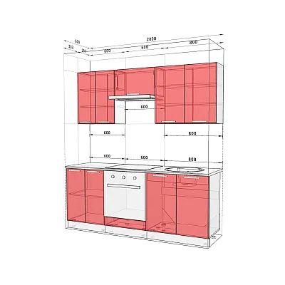 Готовая кухня Комфорт Хай-тек с цветной печатью 2 метра Черный-1
