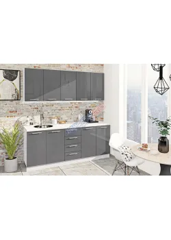 Готова кухня Комфорт Фарбований високий глянець 200см Графіт