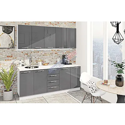 Готовая кухня Комфорт Крашеный высокий глянец 200см Графит-0