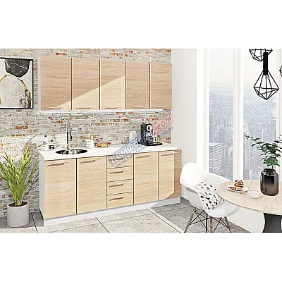 Готовая кухня Комфорт Эко 2,0 метра прямая Дуб натуральный-0