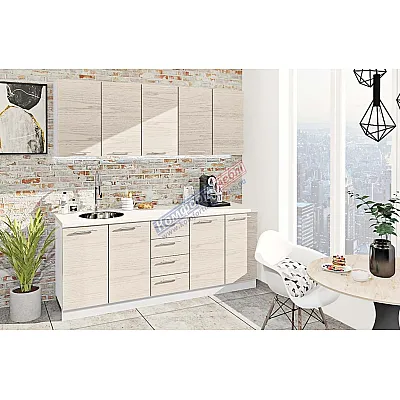 Готовая кухня Комфорт Эко 2 м прямая Дуб беленый-0