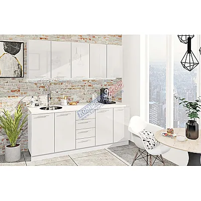 Готовая кухня Комфорт Крашеный высокий глянец 2000мм Белый-0