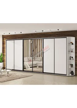 Шафа-купе 4400 мм Комфорт "ДСП" 6х дверна білого кольору