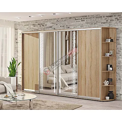 Шкаф-купе 3 м Комфорт "ДСП" с зеркалом 4 дверный дуб натуральный-0