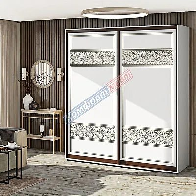 Шкаф купе 130 см Комфорт "Валенсия" глянец 2 дверный белый-0