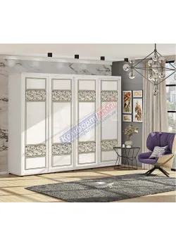 Шафа купе 280 см Комфорт "Валенсія" глянець 4х дверна біла