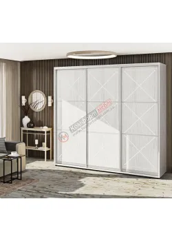 Шафа купе 250 см Комфорт "Прованс" глянець тридверна світла