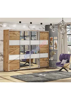 Шафа купе 3.8 метра Комфорт "Модель 3" 4 дверна дуб аппалачі