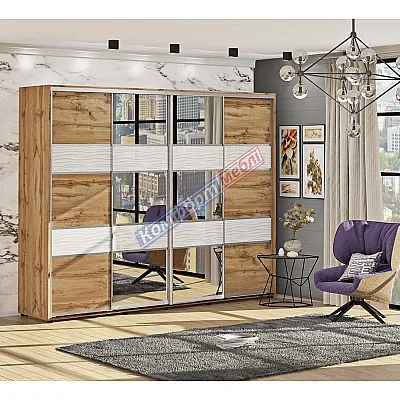 Шафа купе 3.8 метра Комфорт "Модель 3" 4 дверна дуб аппалачі-0