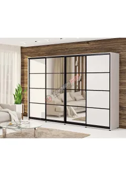 Шафа купе 3 м Комфорт "З 4-х частин" чотирьохдверна білого кольору