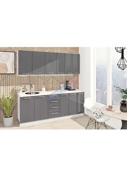 Готова кухня Комфорт Фарбований високий глянець 2.1 м Графіт