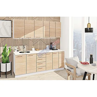 Готовая кухня Комфорт Эко 2,1 м прямая Дуб натуральный-0