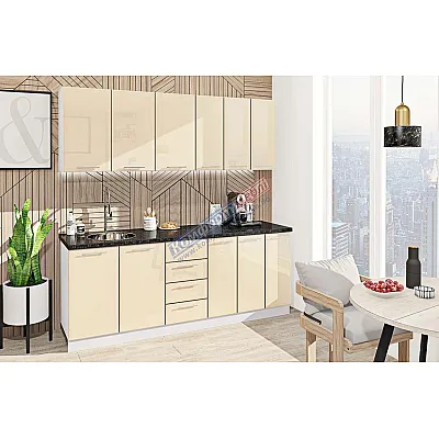 Готова кухня Комфорт Хай-тек 2.1 м Крем-0