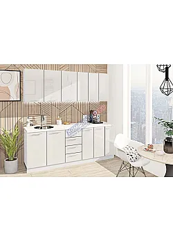 Готова кухня Комфорт Фарбований високий глянець 2,1 м Білий