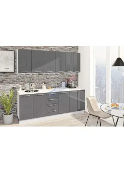 Готова кухня Комфорт Фарбований високий глянець 2.2 метра Графіт