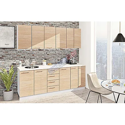 Готова кухня Комфорт Еко 2200 мм пряма Дуб натуральний-0