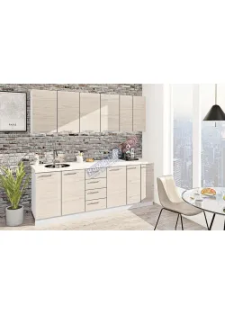 Готовая кухня Комфорт Эко 2.2 метра прямая Дуб беленый