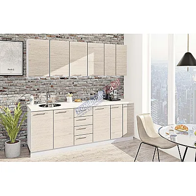 Готовая кухня Комфорт Эко 2.2 метра прямая Дуб беленый-0