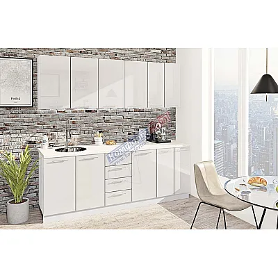 Готова кухня Комфорт Фарбований високий глянець 2,2 м Білий-0