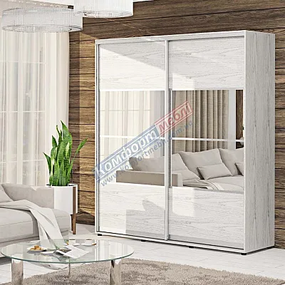 Шафа-купе 1500 мм Комфорт "Модель 8" двохдверна дуб білений-0