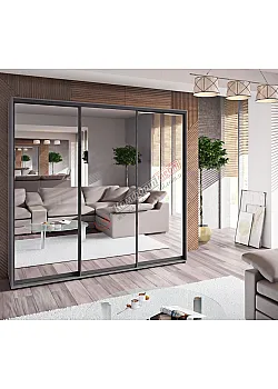 Шафа-купе 1,8 метра Комфорт "Дзеркало" 3 дверна темно-сіра