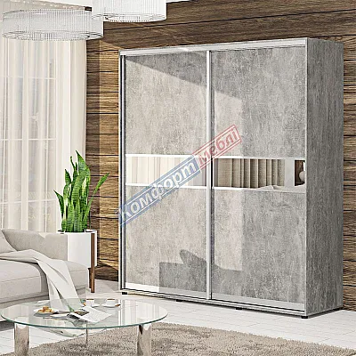 Шафа-купе 1,6 метра Комфорт "Модель 2" 2х дверна колір бетон-0