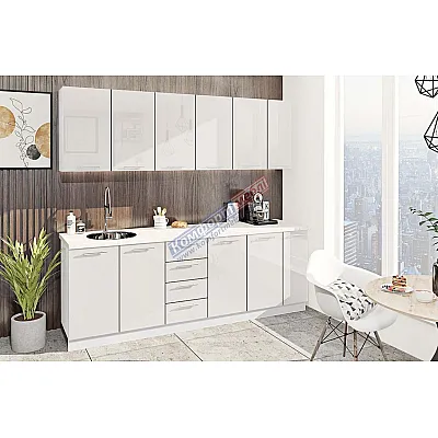 Готова кухня Комфорт Фарбований високий глянець 2300мм Білий-0