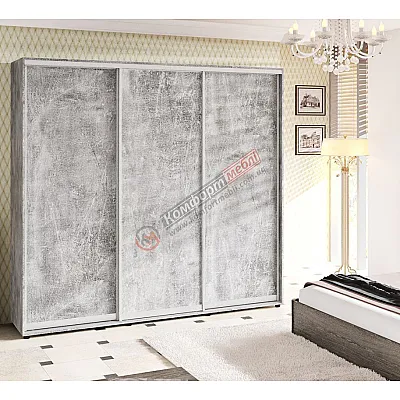 Шафа-купе 2700 мм Комфорт "ДСП" 3 х дверна бетон світлий-0