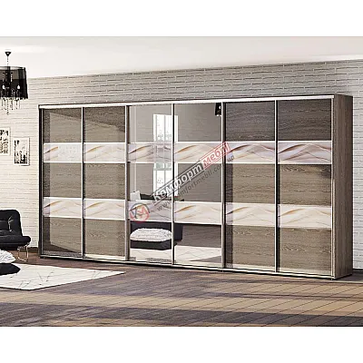 Шафа-купе 5,4 метра Комфорт "Модель 3" шестидверна дуб трюфель-0