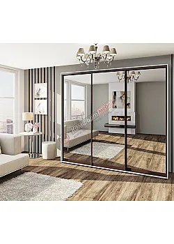 Шафа купе 180 см Комфорт "Дзеркало" трьохдверна в білому кольорі