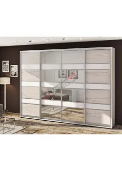 Шафа-купе 3,8 метра Комфорт "Модель 4" з дзеркалом 4 дверна білений дуб