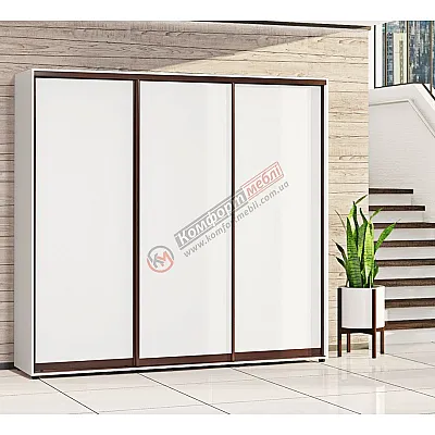 Шафа купе 180 см Комфорт "ДСП" трьохдверна в білому кольорі-0