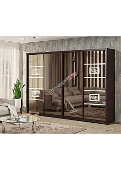 Шафа-купе 3,4 метра Комфорт "Дзеркало" чотиридверна венге