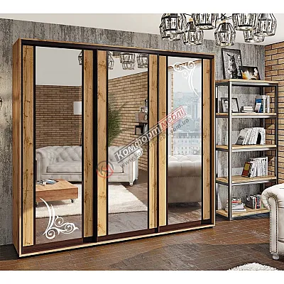 Шафа-купе 2,1 метра Комфорт "Модель 7" 3 дверна дуб аппалачі-0