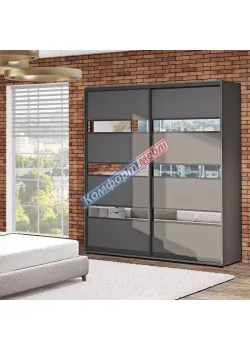 Шафа-купе 2000 мм Комфорт "Модель 4" 2х дверна графіт