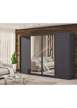 Шкаф купе 400 см Комфорт "ДСП" с зеркалом 4х дверный графит