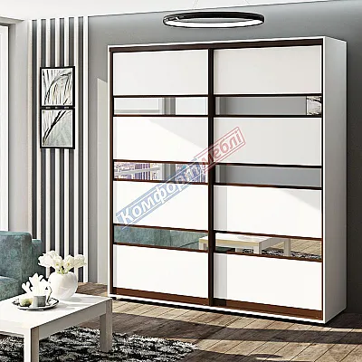 Шафа купе 1.3 м Комфорт "Модель 4" 2 дверна білого кольору-0