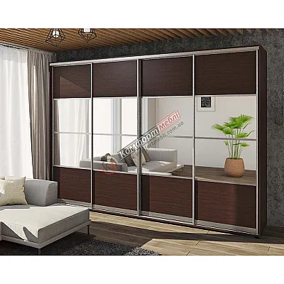 Шафа купе 3 метра Комфорт "Модель 8" 4х дверна в кольорі венге-0