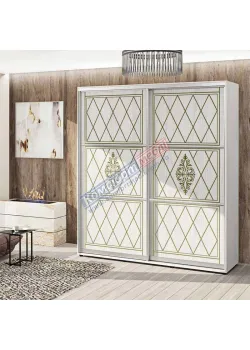 Шафа купе 190 см Комфорт "Венеція" глянець 2 дверна білений дуб