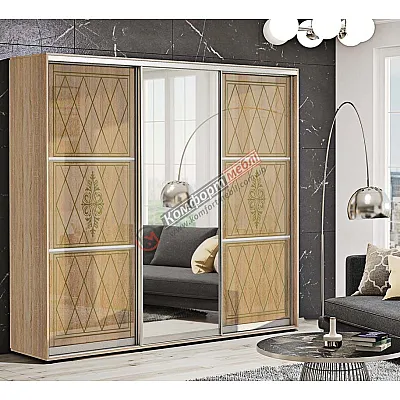 Шафа-купе 2,1 м Комфорт "Венеція" глянець 3 дверна колір дуб сонома-0