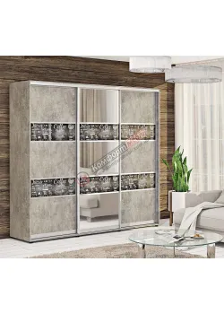 Шафа купе 2.7 метра Комфорт "Модель 3" трьохдверна в кольорі бетон