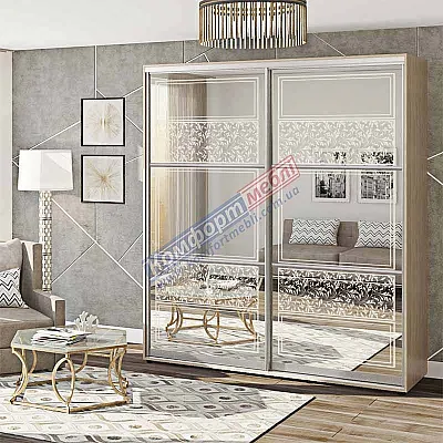 Шафа купе 1.9 м Комфорт "Дзеркало" дводверна колір дуб сонома-0