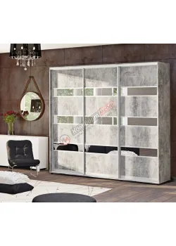 Шафа купе 220 см Комфорт "Модель 4" тридверна бетон світлий